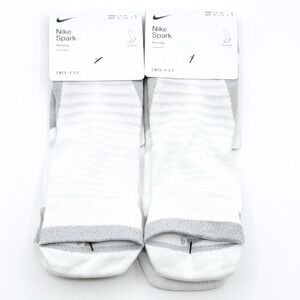 Nike Spark No Show Cushioned (2 PAIRS) Running Sock Size 10 - 11.5 Men White